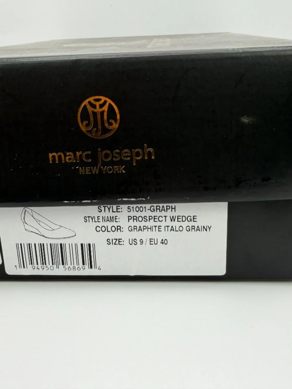 Marc Joseph New York Prospect Women's Graphite Pebbled Leather Wedge Pumps US 9